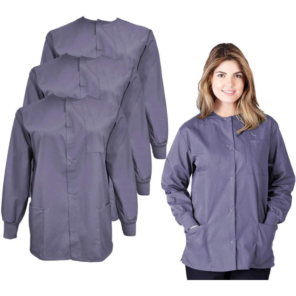 imageNatural Uniforms Womens Lightweight Warm Up Jacket Pack of 3 SetCharcoal