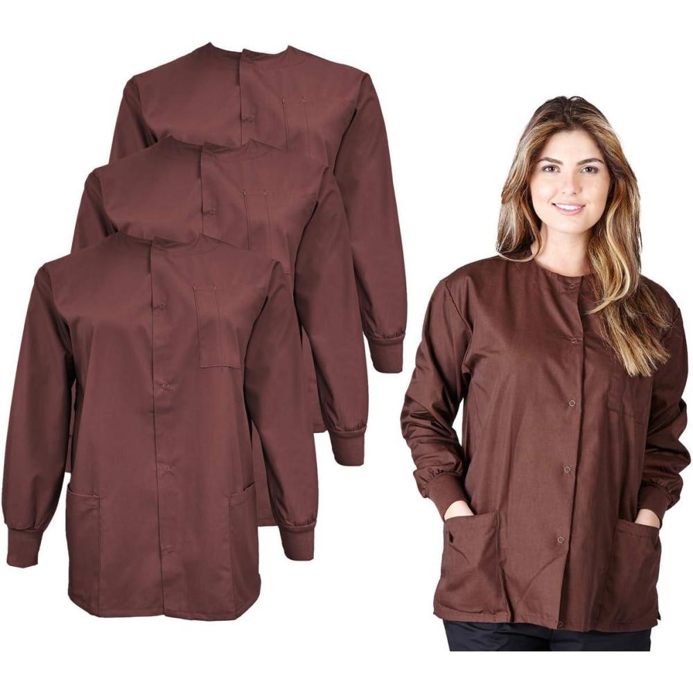 imageNatural Uniforms Womens Lightweight Warm Up Jacket Pack of 3 SetChocolate