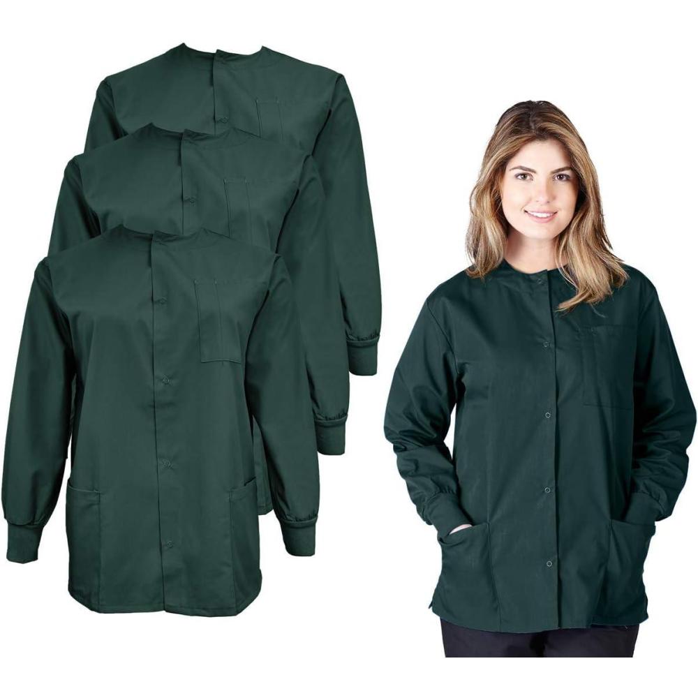 imageNatural Uniforms Womens Lightweight Warm Up Jacket Pack of 3 SetHunter Green