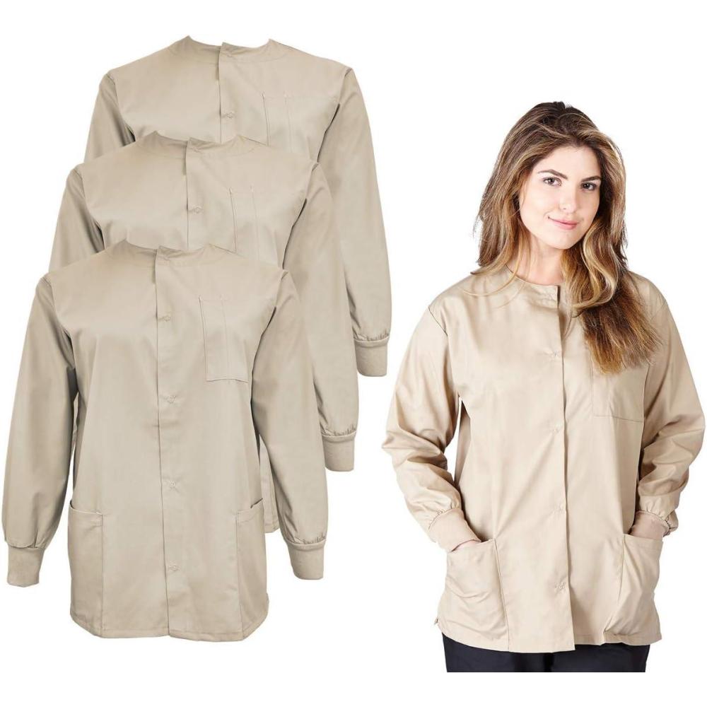 imageNatural Uniforms Womens Lightweight Warm Up Jacket Pack of 3 SetKhaki