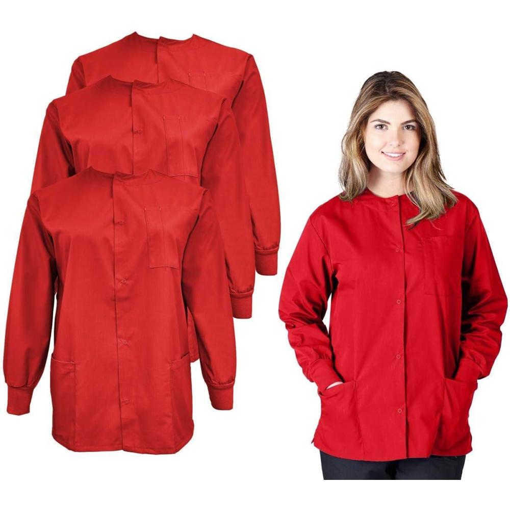 imageNatural Uniforms Womens Lightweight Warm Up Jacket Pack of 3 SetRed