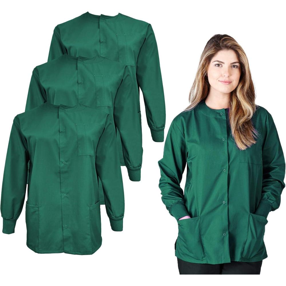imageNatural Uniforms Womens Lightweight Warm Up Jacket Pack of 3 SetTrue Hunter Green