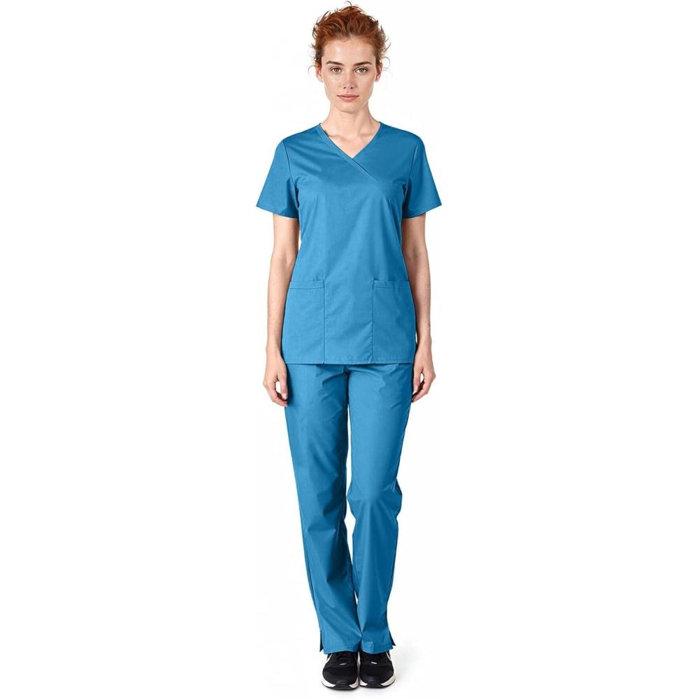 imageNatural Uniforms Womens Mock Wrap Scrub SetTeal