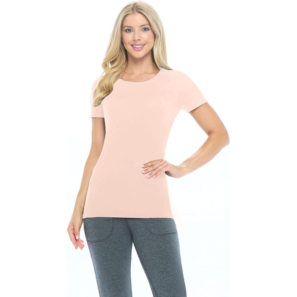 imageNatural Uniforms Womens Short Sleeve RoundNeck TShirt Under ScrubNude