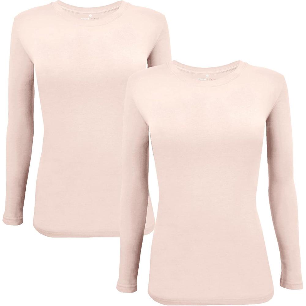 imageNatural Uniforms Womens Under Scrub Tee Crew Neck Long Sleeve TShirt Pack of 2 Multi Pack of 2Nude