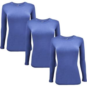 M&M Scrubs Long Sleeve T-Shirt Under Scrub Top-Super Soft and Stretchy, Multi Pack of 3(Ceil Blue)