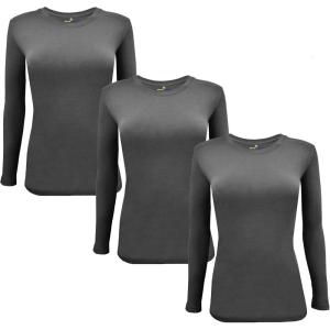 M&M Scrubs Long Sleeve T-Shirt Under Scrub Top-Super Soft and Stretchy, Multi Pack of 3(Charcoal)