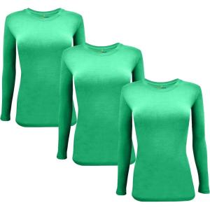 M&M Scrubs Long Sleeve T-Shirt Under Scrub Top-Super Soft and Stretchy, Multi Pack of 3(Green)