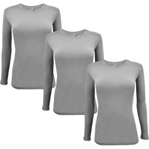 M&M Scrubs Long Sleeve T-Shirt Under Scrub Top-Super Soft and Stretchy, Multi Pack of 3(Grey)