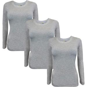 M&M Scrubs Long Sleeve T-Shirt Under Scrub Top-Super Soft and Stretchy, Multi Pack of 3(Heather Charcoal)