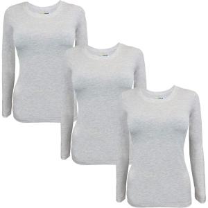 M&M Scrubs Long Sleeve T-Shirt Under Scrub Top-Super Soft and Stretchy, Multi Pack of 3(Heather Grey)
