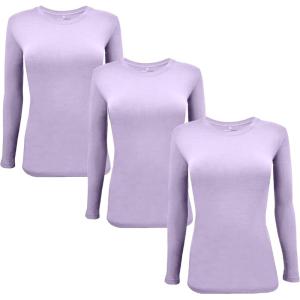M&M Scrubs Long Sleeve T-Shirt Under Scrub Top-Super Soft and Stretchy, Multi Pack of 3(Lavender)