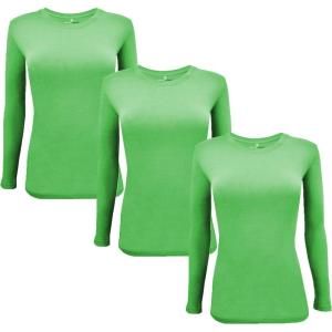 M&M Scrubs Long Sleeve T-Shirt Under Scrub Top-Super Soft and Stretchy, Multi Pack of 3(Lime Green)