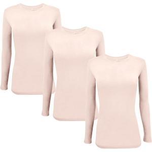 M&M Scrubs Long Sleeve T-Shirt Under Scrub Top-Super Soft and Stretchy, Multi Pack of 3(Nude)