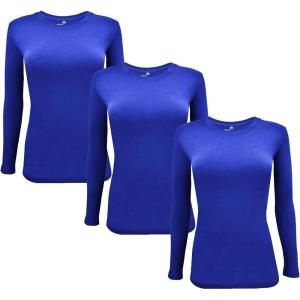 M&M Scrubs Long Sleeve T-Shirt Under Scrub Top-Super Soft and Stretchy, Multi Pack of 3(True Royal Blue)