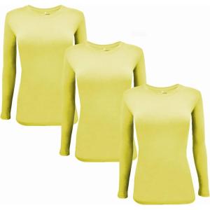 M&M Scrubs Long Sleeve T-Shirt Under Scrub Top-Super Soft and Stretchy, Multi Pack of 3(Yellow)