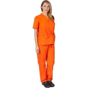 NATURAL UNIFORMS Women’s Scrub Set Medical Scrub Top and Pants (xxxxl, orange)