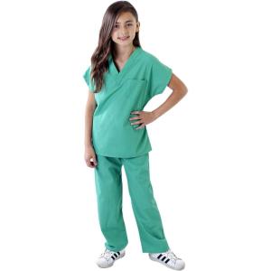 Natural Uniforms Childrens Scrub Set-Soft Touch-Role Play Costume Set (True Navy Blue, 4)(Surgical Green)