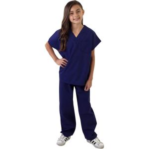 Natural Uniforms Childrens Scrub Set-Soft Touch-Role Play Costume Set (True Navy Blue, 4)(True Navy Blue)