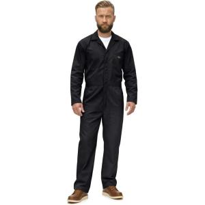 Natural Uniforms Mens Long Sleeve Zip Up Twill Coverall, Stain and Wrinkle Resistant(Black)