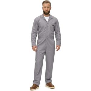 Natural Uniforms Mens Long Sleeve Zip Up Twill Coverall, Stain and Wrinkle Resistant(Grey)