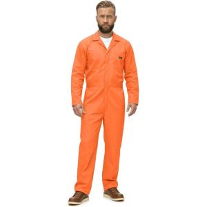 Natural Uniforms Mens Long Sleeve Zip Up Twill Coverall, Stain and Wrinkle Resistant(Orange)