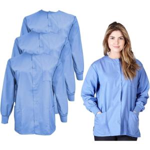 Natural Uniforms Women’s Lightweight Warm Up Jacket Pack of 3 Set(Ceil Blue)