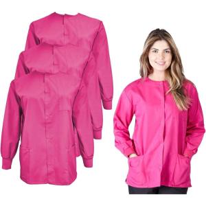 Natural Uniforms Women’s Lightweight Warm Up Jacket Pack of 3 Set(Hot Pink)