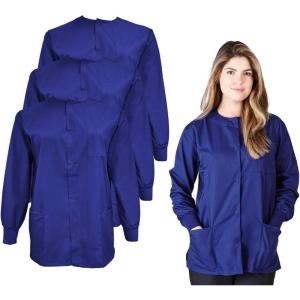Natural Uniforms Women’s Lightweight Warm Up Jacket Pack of 3 Set(True Navy Blue)