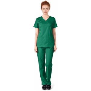 Natural Uniforms Women’s Mock Wrap Scrub Set(True Hunter Green)