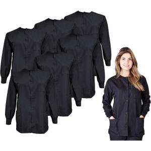 Natural Uniforms Women’s Scrub Warm Up Jacket Pack of 6 Set(Black)