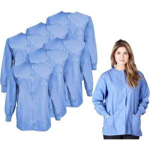 Natural Uniforms Women’s Scrub Warm Up Jacket Pack of 6 Set(Ceil Blue)
