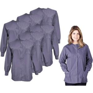Natural Uniforms Women’s Scrub Warm Up Jacket Pack of 6 Set(Charcoal)
