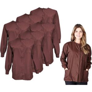 Natural Uniforms Women’s Scrub Warm Up Jacket Pack of 6 Set(Chocolate)
