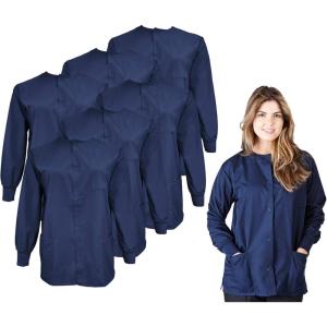Natural Uniforms Women’s Scrub Warm Up Jacket Pack of 6 Set(Dark Navy Blue)