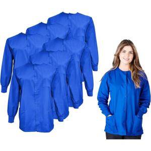 Natural Uniforms Women’s Scrub Warm Up Jacket Pack of 6 Set(Dark Royal Blue)