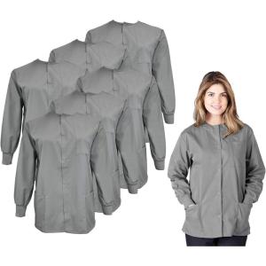 Natural Uniforms Women’s Scrub Warm Up Jacket Pack of 6 Set(Grey)