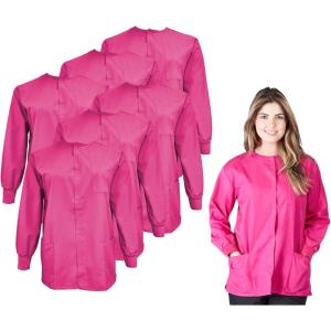 Natural Uniforms Women’s Scrub Warm Up Jacket Pack of 6 Set(Hot Pink)