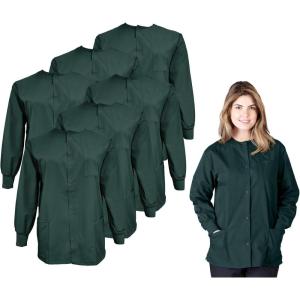 Natural Uniforms Women’s Scrub Warm Up Jacket Pack of 6 Set(Hunter Green)