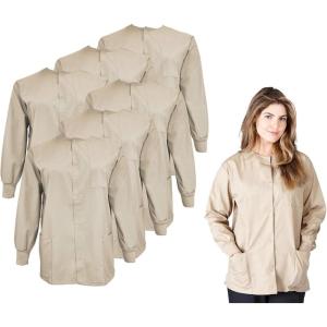 Natural Uniforms Women’s Scrub Warm Up Jacket Pack of 6 Set(Khaki)