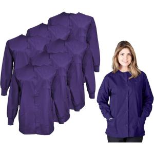 Natural Uniforms Women’s Scrub Warm Up Jacket Pack of 6 Set(Purple)