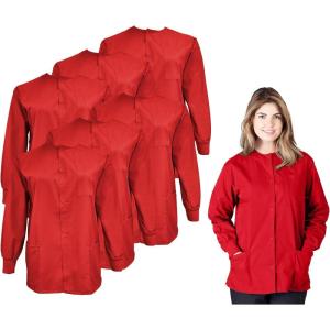 Natural Uniforms Women’s Scrub Warm Up Jacket Pack of 6 Set(Red)