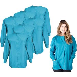 Natural Uniforms Women’s Scrub Warm Up Jacket Pack of 6 Set(Teal)