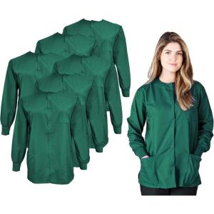 Natural Uniforms Women’s Scrub Warm Up Jacket Pack of 6 Set(True Hunter Green)