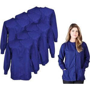 Natural Uniforms Women’s Scrub Warm Up Jacket Pack of 6 Set(True Navy Blue)