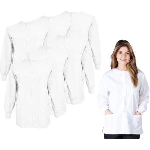 Natural Uniforms Women’s Scrub Warm Up Jacket Pack of 6 Set(White)