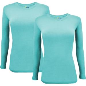 Natural Uniforms Women’s Under Scrub Tee Crew Neck Long Sleeve T-Shirt Pack of 2 – Multi Pack of 2(Aqua)