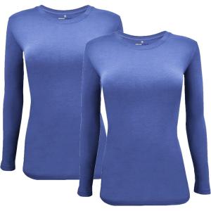 Natural Uniforms Women’s Under Scrub Tee Crew Neck Long Sleeve T-Shirt Pack of 2 – Multi Pack of 2(Ceil Blue)