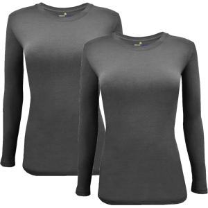 Natural Uniforms Women’s Under Scrub Tee Crew Neck Long Sleeve T-Shirt Pack of 2 – Multi Pack of 2(Charcoal)