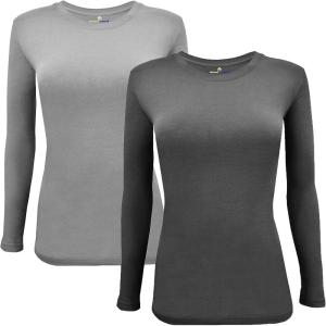 Natural Uniforms Women’s Under Scrub Tee Crew Neck Long Sleeve T-Shirt Pack of 2 – Multi Pack of 2(Grey/Charcoal)